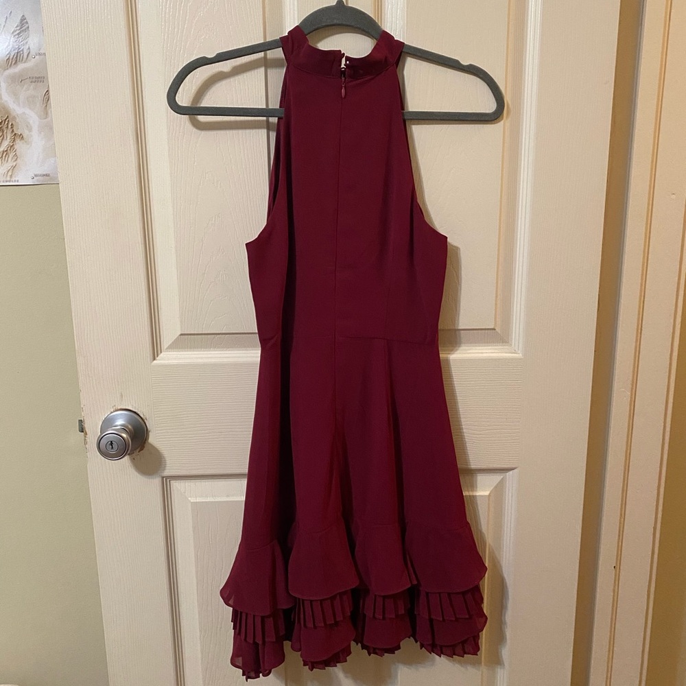 Maroon Ruffle Front Dress - Picture 2 of 2